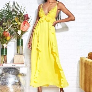 Fleur Du Mal Silk Lily Maxi Dress In Sunshine S